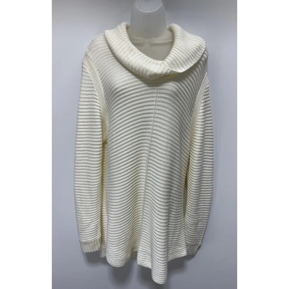 Calvin Klein Women's Sz XL Long Sleeve Cowl Neck Sweater Ivory - Picture 1 of 8